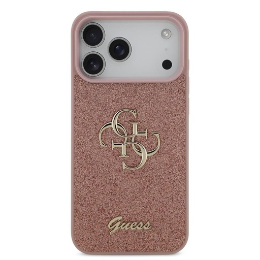 Guess PU Fixed Glitter 4G Metal Logo etui iPhone 17 Pro Max (Różowy) - GUHCP17XHG4SGP