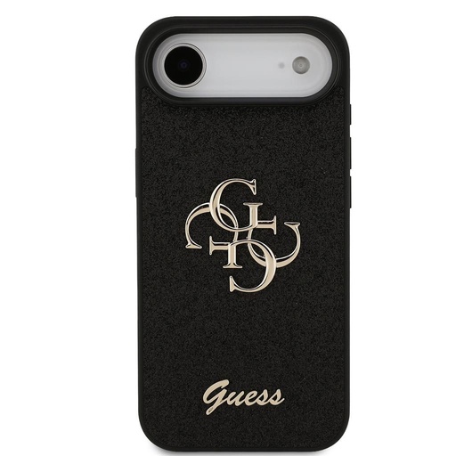 Guess PU Fixed Glitter 4G Metal Logo etui iPhone 17 Air (Czarny) - GUHCP17MHG4SGK