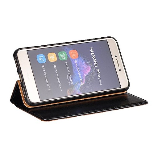 Huawei P40 Lite olasz skóra etui z klapką, czarny