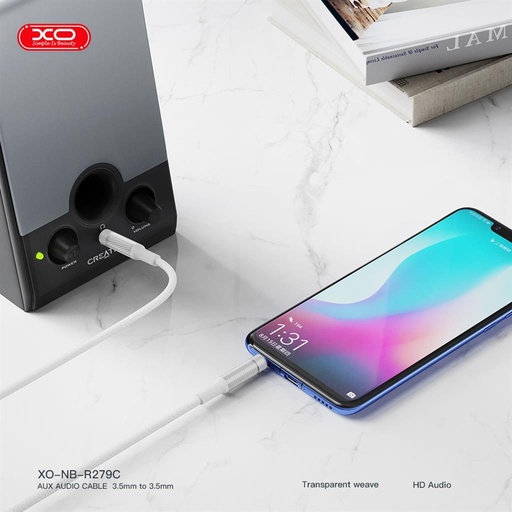 XO NB-R279C 3,5 mm – 3,5 mm audio kabel (Biały) - 1,0 m