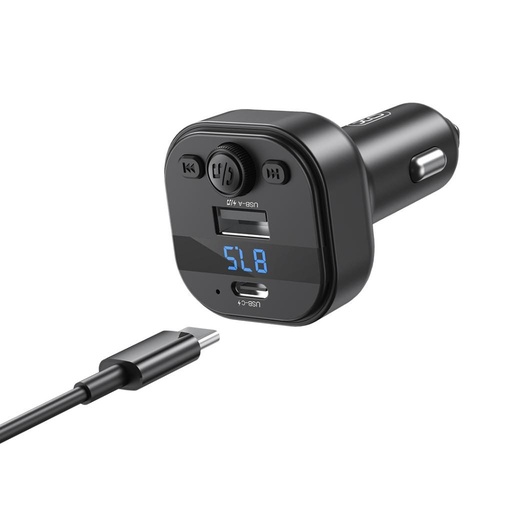 XO BCC18 Bluetooth MP3 samochodowy ładowarka 3A + Type-C kabel (Czarny)