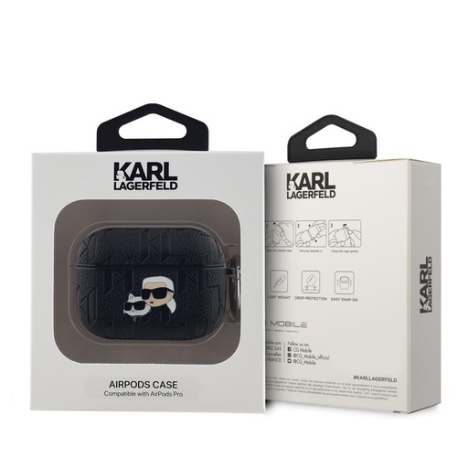 Apple AirPods Pro Karl Lagerfeld PU Embossed Karl and Choupette Heads etui (Czarny) - KLAPPGKCPK