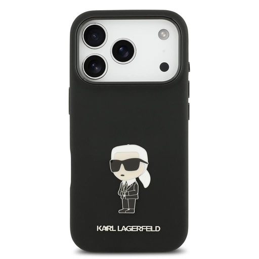Karl Lagerfeld Liquid Silicone Metal Ikoniczny etui iPhone 17 Pro (Czarny)