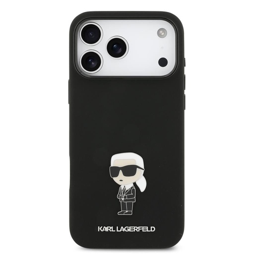 Karl Lagerfeld Liquid Silicone Metal Ikoniczny etui iPhone 17 Pro Max (Czarny)