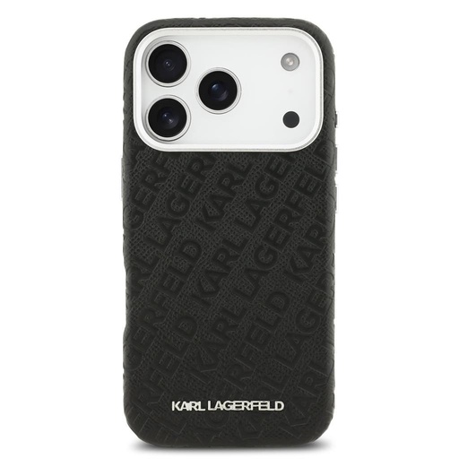 Karl Lagerfeld Grained PU Repeated Logo MagSafe etui iPhone 17 Pro (Czarny)
