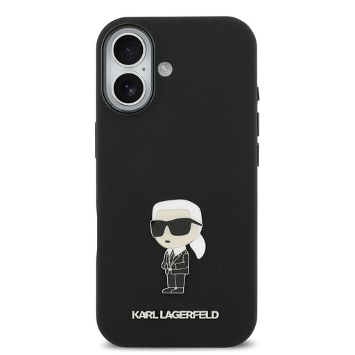 Karl Lagerfeld Liquid Silicone Metal Ikoniczny etui iPhone 17 (Czarny)