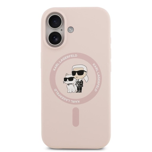 Karl Lagerfeld Liquid Silicone Karl and Choupette MagSafe etui iPhone 17 (Różowy)