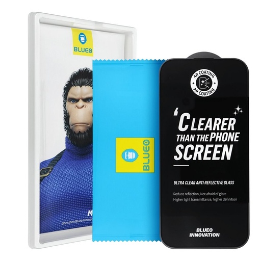 Apple iPhone 17 BLUEO Ultra przezroczysty antyrefleksyjny premium szkło hartowane (Przezroczysty czarny z obramowaniem)