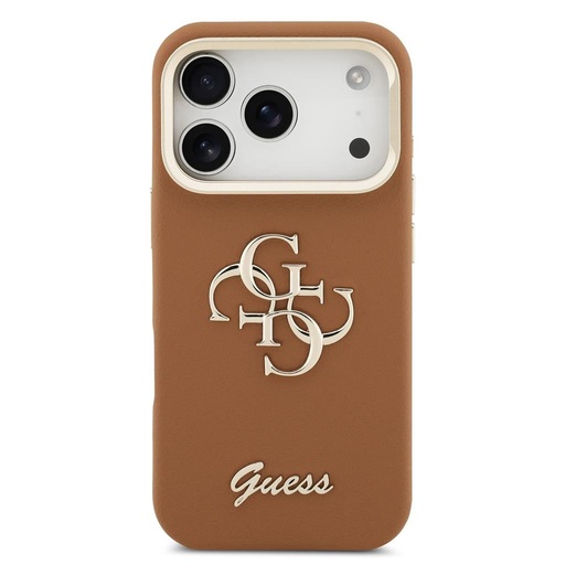 Guess PU Grained 4G Logo Stand Camera Frame iPhone 17 Pro (Brązowy)
