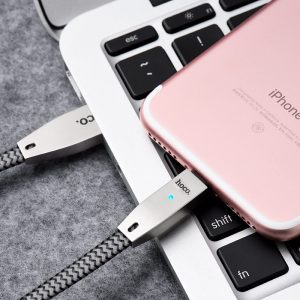 Hoco U11 cynk stop tkanina lightning kabel (pokrycie z tkaniny), czarny