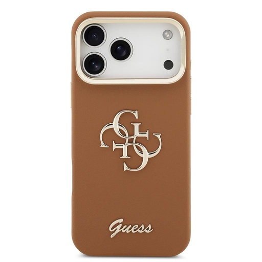 Guess PU Grained 4G Logo Stand Camera Frame iPhone 17 Pro Max (Brązowy)