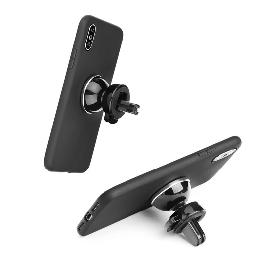 Apple iPhone 12 / iPhone 12 Pro liquid silicone magnetyczny uchwyt samochodowy kompatybilny etui na plecki (Czarny)