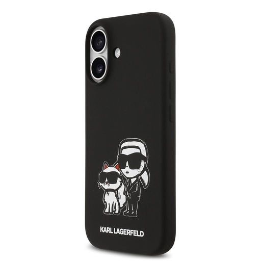 Karl Lagerfeld Liquid Silicone K&CH Sketch MagSafe etui iPhone 17 (Czarny) - KLHMP17SSKCGRGOK