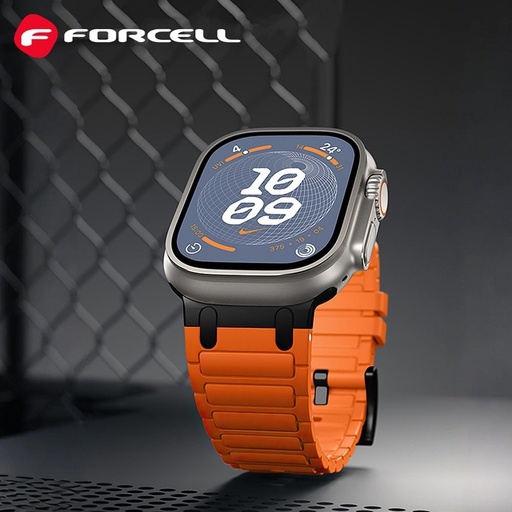 Forcell F-Design FA06 silikonowy pasek Apple Watch 42 / 44 / 45 / 49 mm (Pomarańczowy)