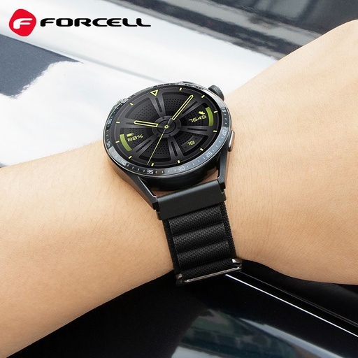Forcell F-Design FS05 poliester włóknisty pasek Samsung Galaxy Watch 22 mm (Czarny)