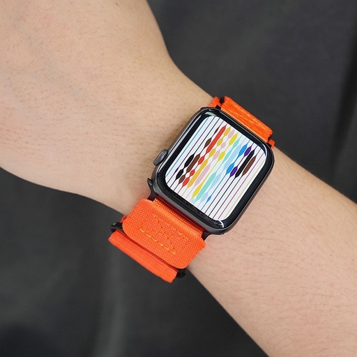 Forcell F-Design FA05 nylon na rzep pasek Apple Watch 42 / 44 / 45 / 49 mm (Pomarańczowy)