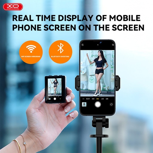 XO SS23 Smart z lustrzeniem ekranu Bluetooth kijek do selfie (Czarny)