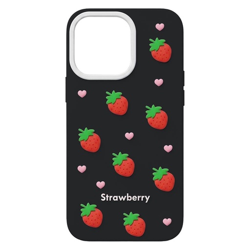 Apple iPhone 13 / iPhone 14 / iPhone 15 Strawberry etui na plecki (Czarny)