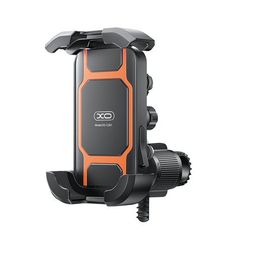 XO C201 całkowicie zamknięty rowerowy/motocyklowy telefon uchwyt (Czarny/Pomarańczowy)