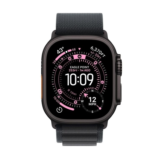 Apple Watch Ultra 3 smartwatch 49mm (Czarny tytan etui, czarny M-es alpesi pasek) (MF0V4)