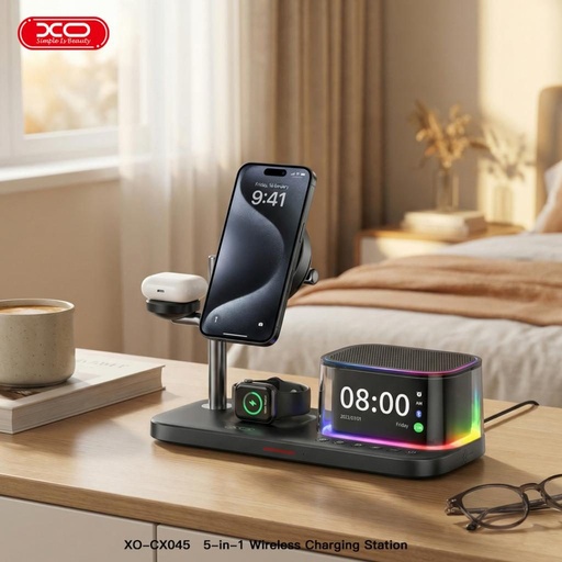 XO CX045 5-in-1 inteligentny stacja ładowania (Czarny) - 25W