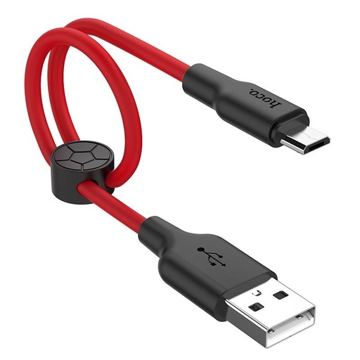 Hoco X21 Plus microUSB kabel, 3A, 0.25M, czarny - czerwony