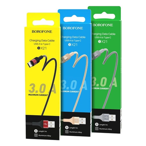 Borofone BX21 type-C kabel, 2.4A, metal złącze, tkanina, 1M, złoty