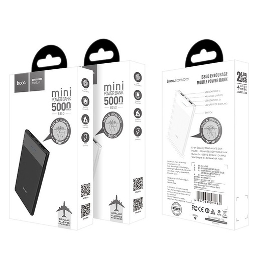 Hoco B35D power bank, 5000 mAh, 1A, czarny