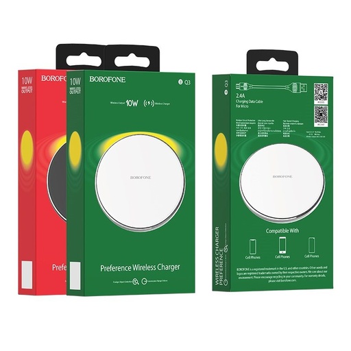 Borofone BQ3 bezprzewodowy ładowarka, max. 10W 9V 1,8A, srebrny