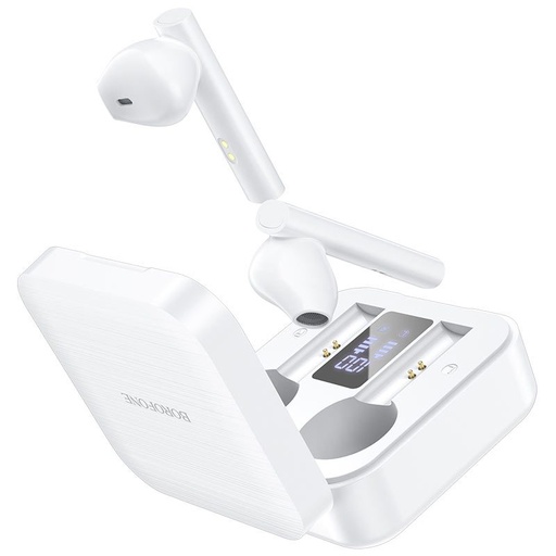 Borofone BE40 bezprzewodowy headset, BT v5.0, LED wskaźnik stanu, biały