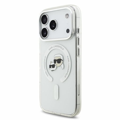 Apple iPhone 18 Pro Karl Lagerfeld IML and Choupette Heads Metal Frame MagSafe etui ochronne (Biały)