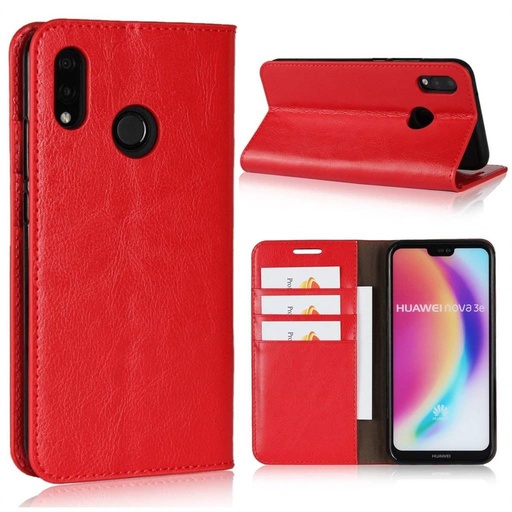 Huawei P20 Lite oryginalny skóra etui z klapką (Czerwony)
