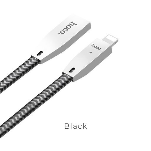 Hoco U11 cynk stop tkanina lightning kabel (pokrycie z tkaniny), czarny
