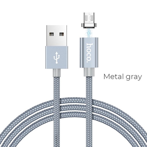 Hoco U40A 1M magnetyczny aluminium stop microUSB kabel (magnetyczny końcówka ładująca), szary