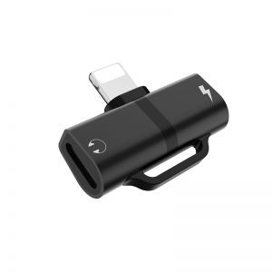 Hoco LS20 2in1 lightning rozdzielacz (lightning audio+lightning ładowarka port), czarny