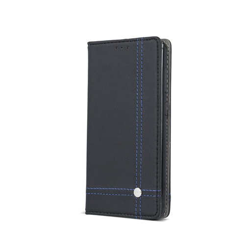 Huawei P10 Lite smart focus magnetyczny etui z klapką, czarny - niebieski z nicią