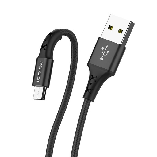 Borofone BX20 microUSB kabel, tkanina, 2A, 1m, czarny