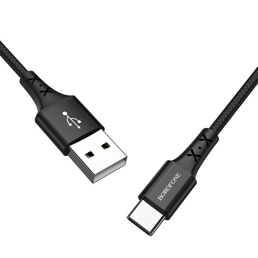 Borofone BX20 type-C kabel, tkanina, 2A, 1m, czarny
