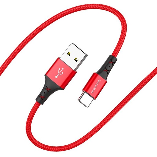 Borofone BX20 type-C kabel, tkanina, 2A, 1m, czerwony