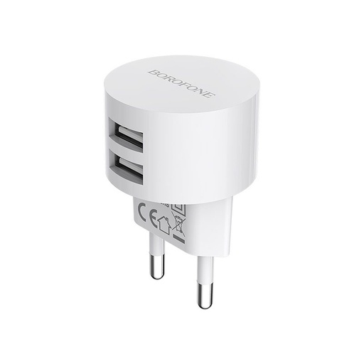 Borofone BA23A sieciowy ładowarka (2 USB port), 5V 2,4A, biały