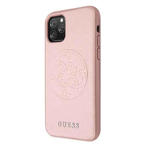 Apple iPhone 11 Pro Guess Saffiano Embossed Circle Logo etui (Różowy) - GUHCN58RSSASRG