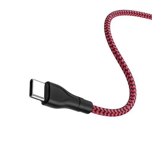 Borofone BX39 type-C kabel, tkanina, 3A, 1m, czarny/ czerwony
