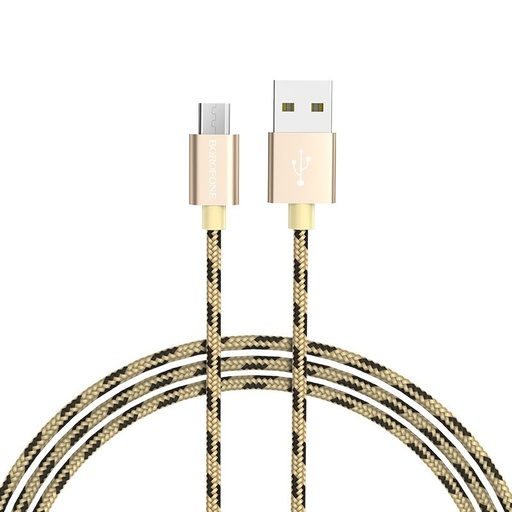 Borofone BX24 microUSB kabel, tkanina, 1m, złoty