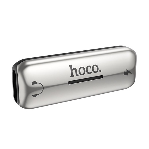 Hoco LS27 lightning rozdzielacz (lightning audio+lightning ładowarka port), 2A, srebrny