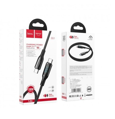 Hoco S51 type-C kabel (PD szybka ładowarka), 100W, czarny