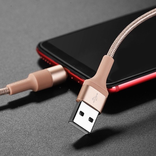Borofone BX21 type-C kabel, 2.4A, metal złącze, tkanina, 1M, złoty