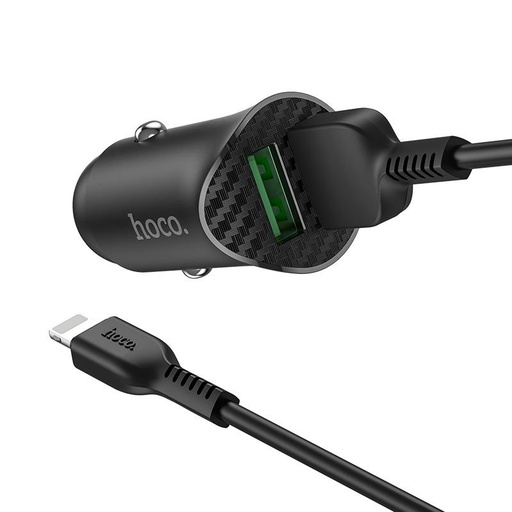 Hoco Z39 samochodowy szybka ładowarka (2USB port, lightning kabel), 1m długość kabla, USB 3.0 max. 18W, czarny