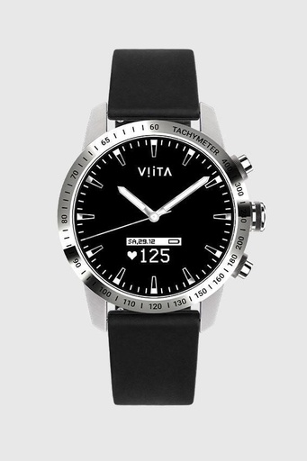 Viita HRV Tachymeter Leather smartwatch, monitor aktywności, srebrny czarny