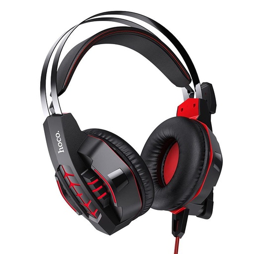Hoco W102 słuchawki nauszne, 2m, two-in-one audio adapter, czerwony