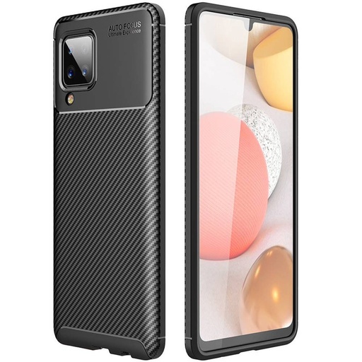 Samsung Galaxy A12 carbon fiber silikonowy etui na plecki, (Czarny)